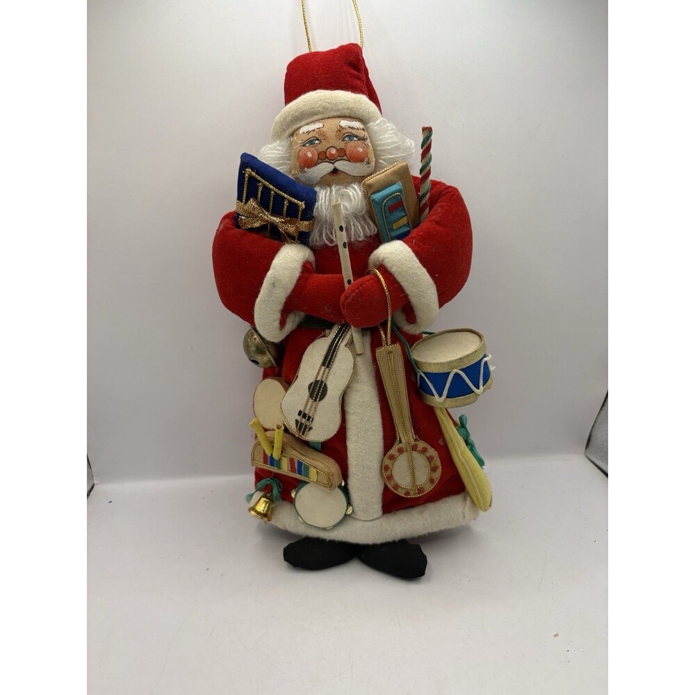 Christmas Corner Vintage Santa Claus Plush Figure With Musical Instrument Gifts